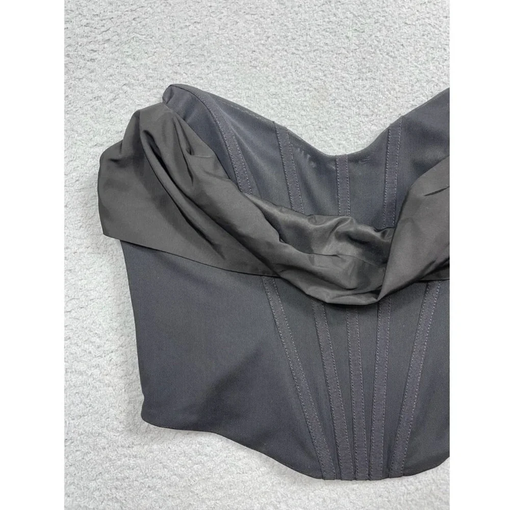 NWT REVOLVE Womens Size L Hailee Bustier Top Black Strapless Draped Corset Boned - Picture 4 of 5